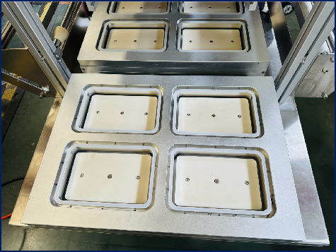 Máquina de embalagem semiautomática de atmosfera modificada e pele para preservação de alimentos