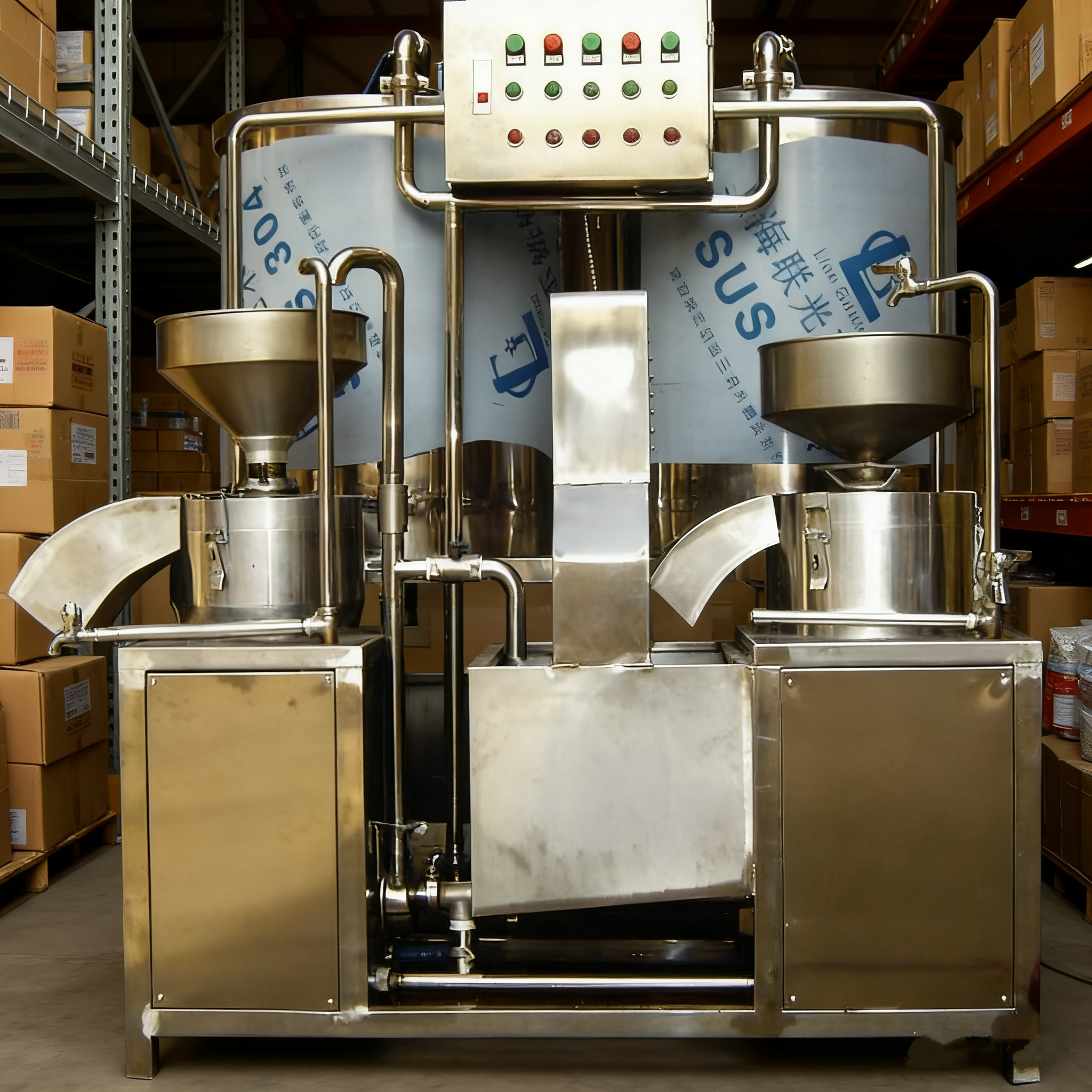 Unidade integrada de moagem e cozimento para processamento de soja em pequena escala